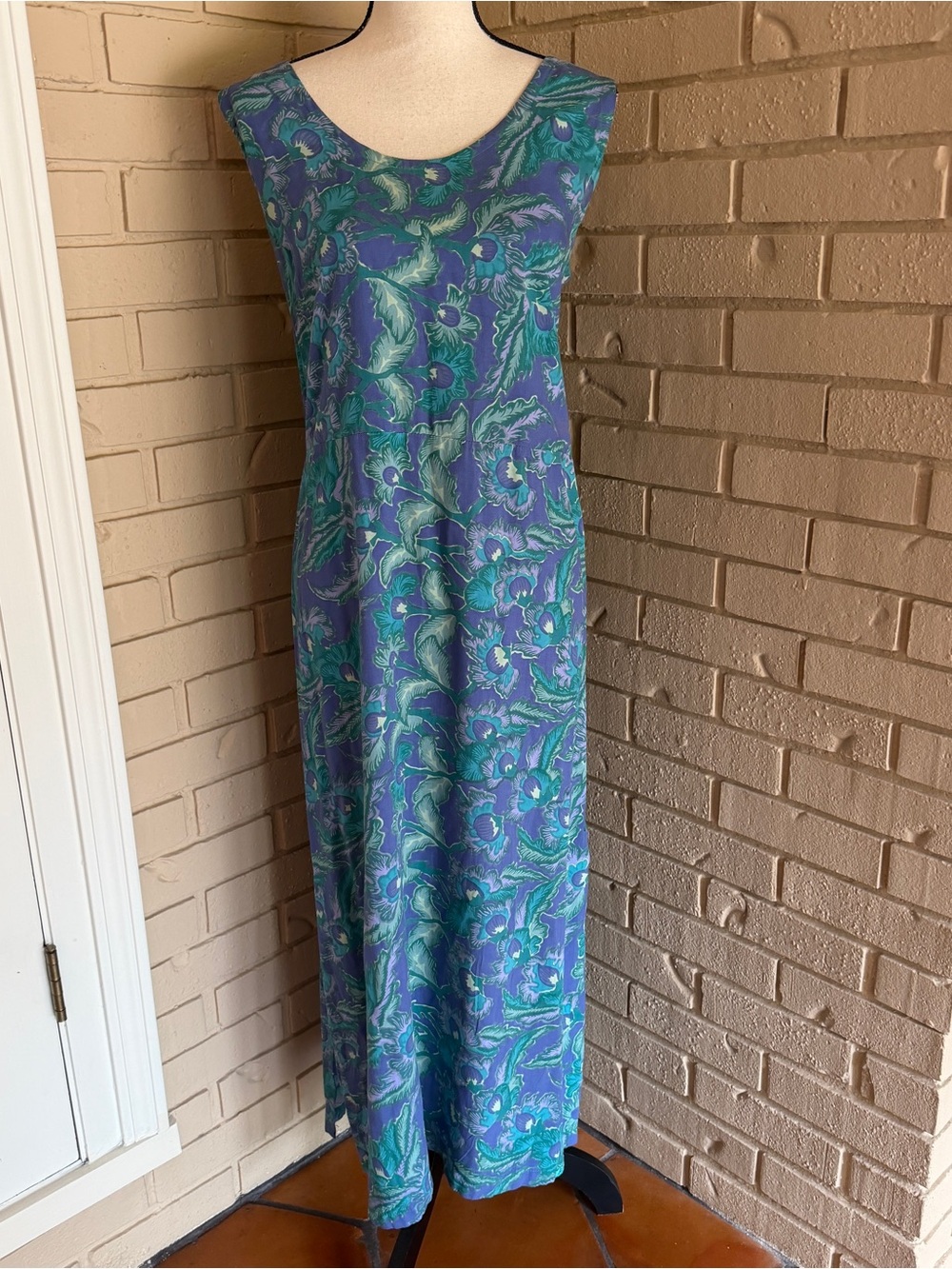 Rainbow Jo Maui Tropical Floral Maxi Dress Sleeveless Rayon Boho Size L